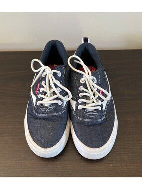 Levi's Boys Size 1 Blue White Colorblock Lace Up Sneakers Shoes Round Toe